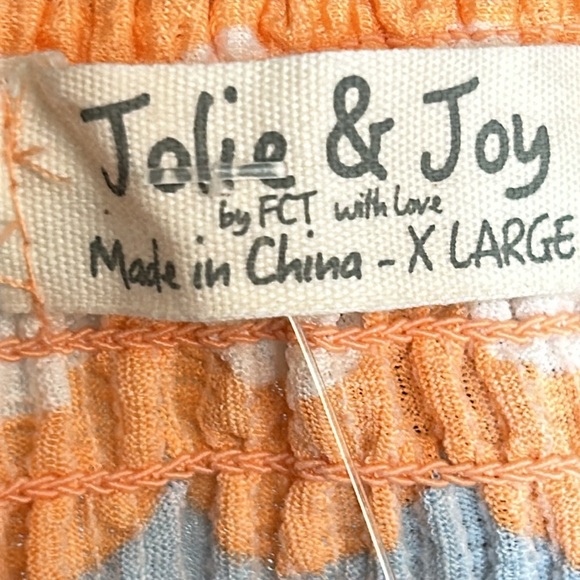 Jolie & Joy Summer Smocked Skirt Set printed peach blue white multicolor size XL - Picture 11 of 16